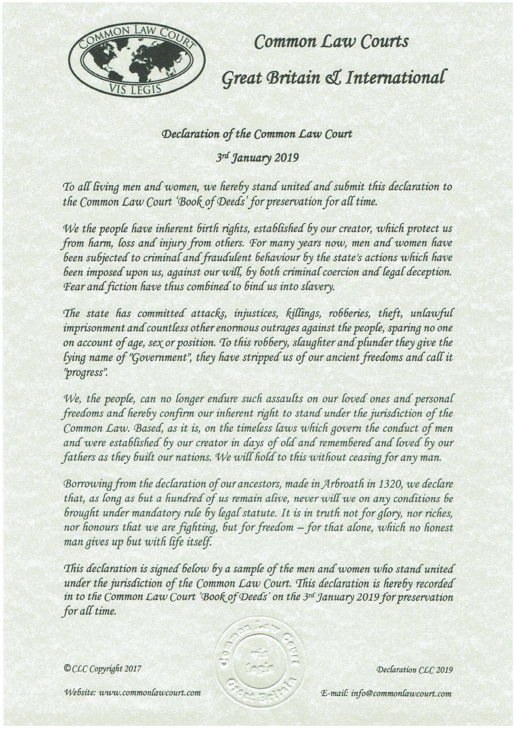 Declaration of the Common Law Court-2